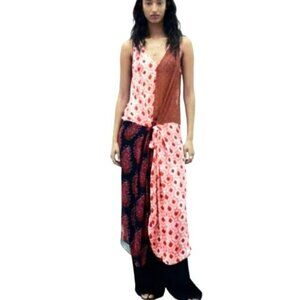 Zara 'The Samora' Pink, Brown, Burgundy, Sleeveless Patchwork Dress - Size XS